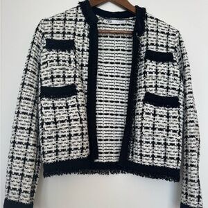 Zara Black and White Tweed Blazer NWOT🤍🖤